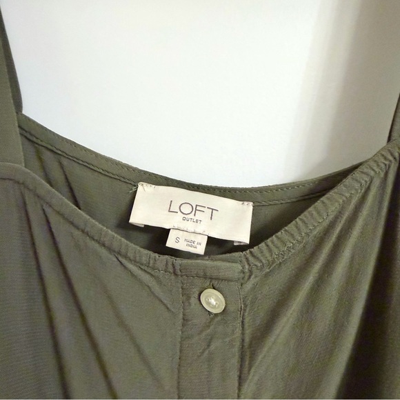 LOFT Outlet Olive Green Women's Button-Down Tie Front Top - Picture 6 of 7